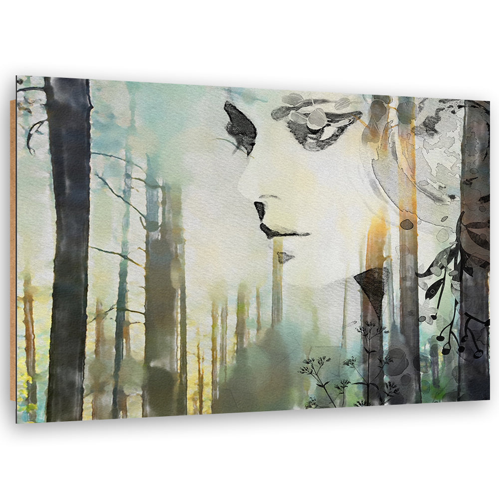 Deko stiliaus plokščių tapyba, Abstraktus moters veidas miške