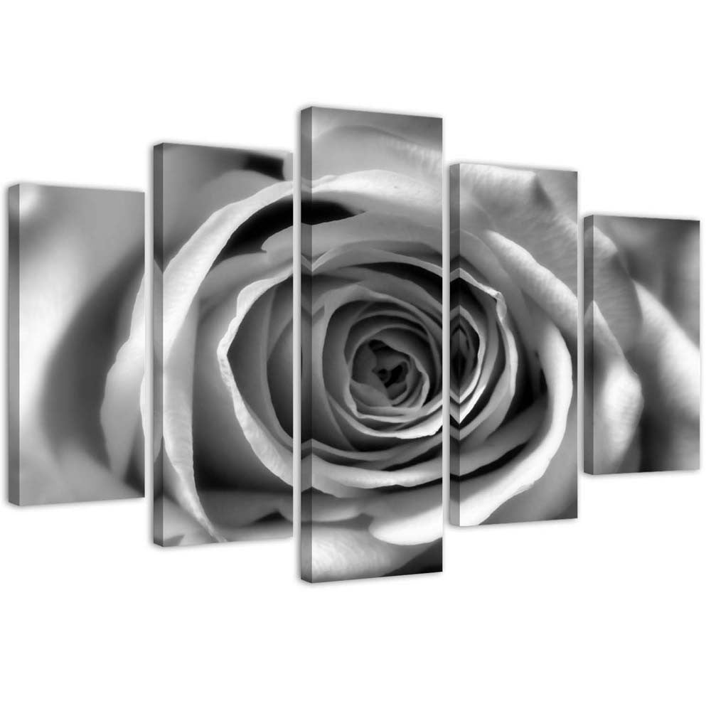 Penkių elementų deko plokštės ant drobės vaizdas, Rožė