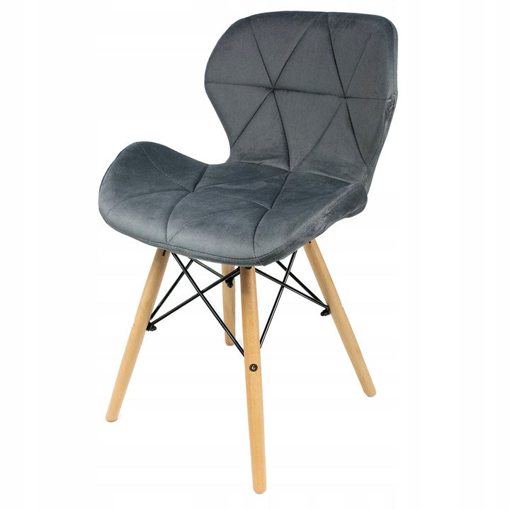 Kėdė velevetinė pilka, skandinaviško stiliaus