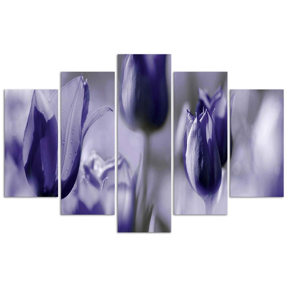 Violetinės tulpės. Penkių dalių paveikslas